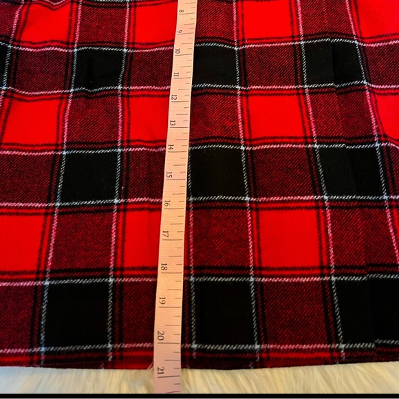 Talbots Red Black Tartan Plaid Wool Blend Skirt Preppy Capsule Staple - Picture 6 of 6